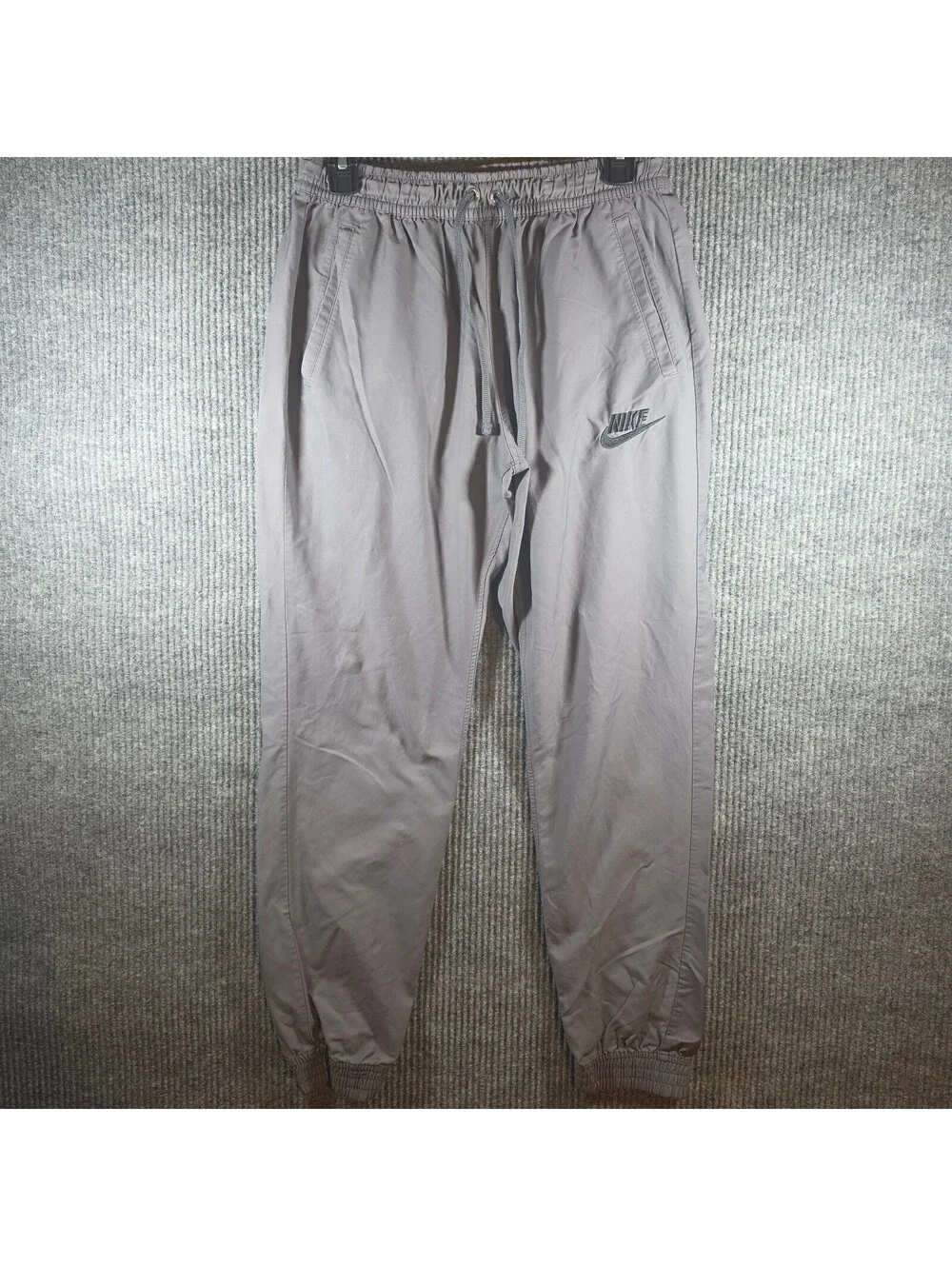 Nike Sportswear Woven Jogger Pants Mens Gray Embroidered Swoosh Drawstring